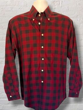 Brooks Brothers Red Black Buffalo Plaid Button Down Shirt Mens Medium